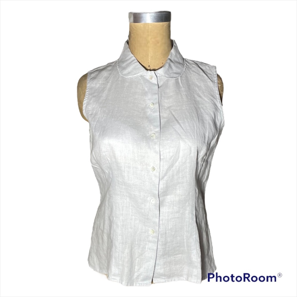 Banana Republic Linen Sleeveless Gray Top
